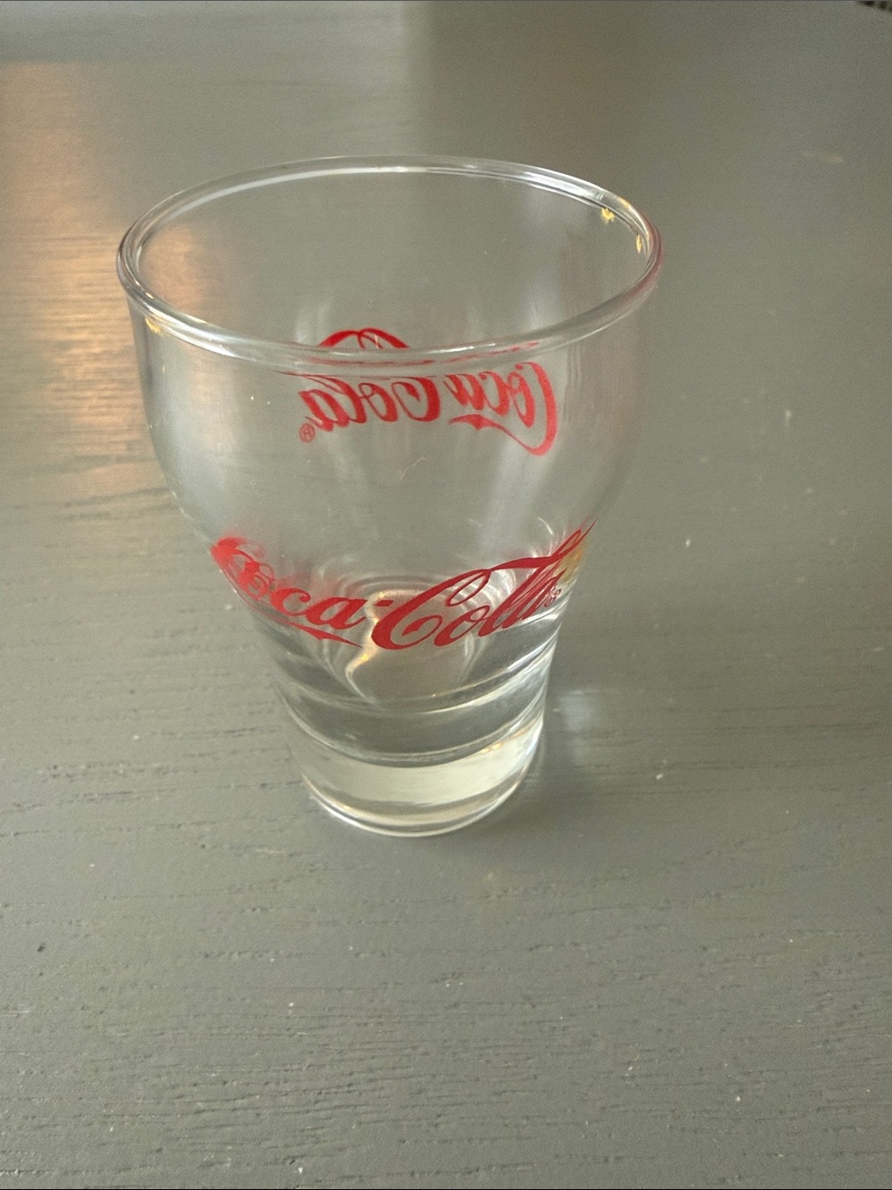 Vintage Mini Coca Cola Clear  Glass with Red Logo